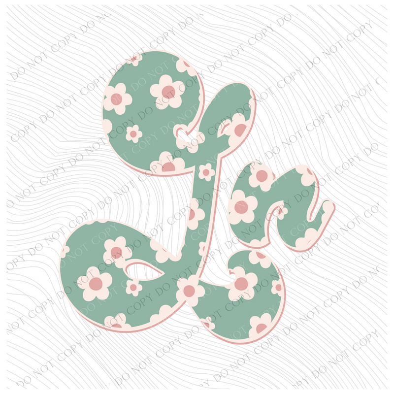 IN Indiana Vintage Floral Green, Pink & Cream Digial Design, PNG