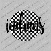 Indians Checkered Circle Cutout Black/White Mascot Digital Design, PNG