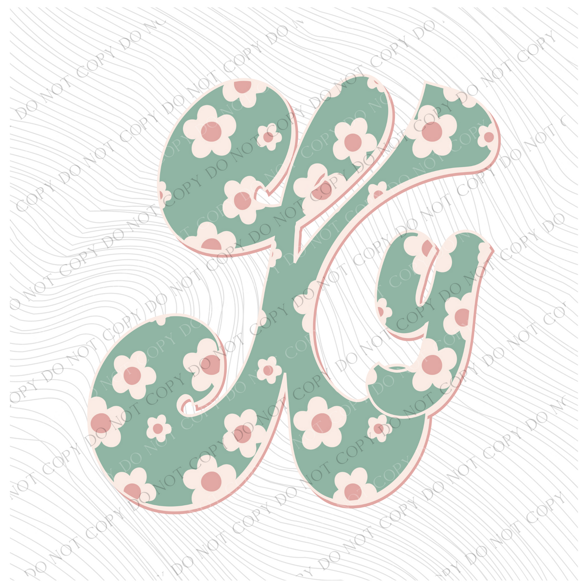 KY Kentucky Vintage Floral Green, Pink & Cream Digial Design, PNG