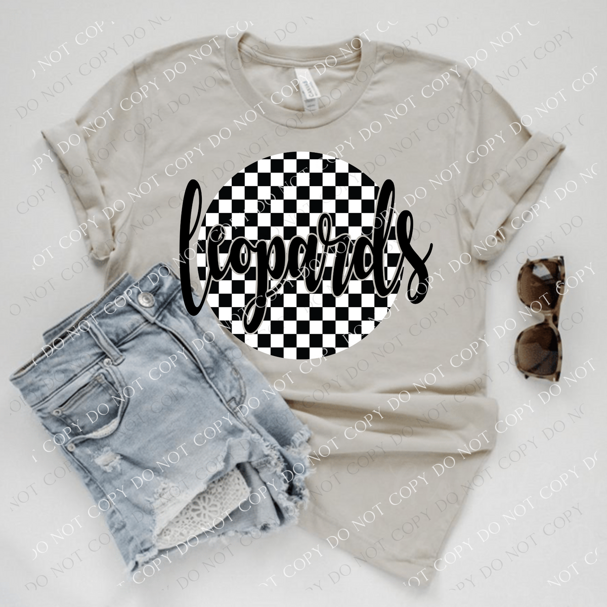Leopards Checkered Circle Cutout Black/White Mascot Digital Design, PNG