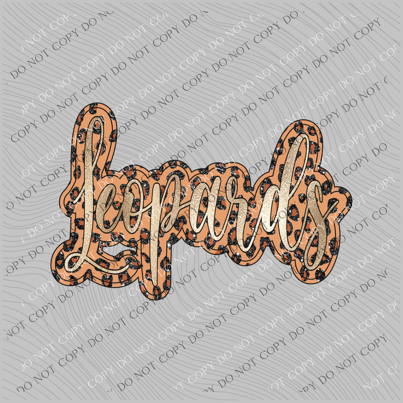 Leopards Script Leopard Glitter and Foil PNG,  Digital Design