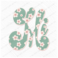 MI Michigan Vintage Floral Green, Pink & Cream Digial Design, PNG