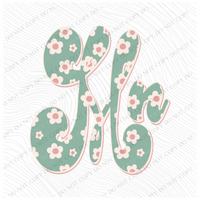 MN Minnesota Vintage Floral Green, Pink & Cream Digial Design, PNG