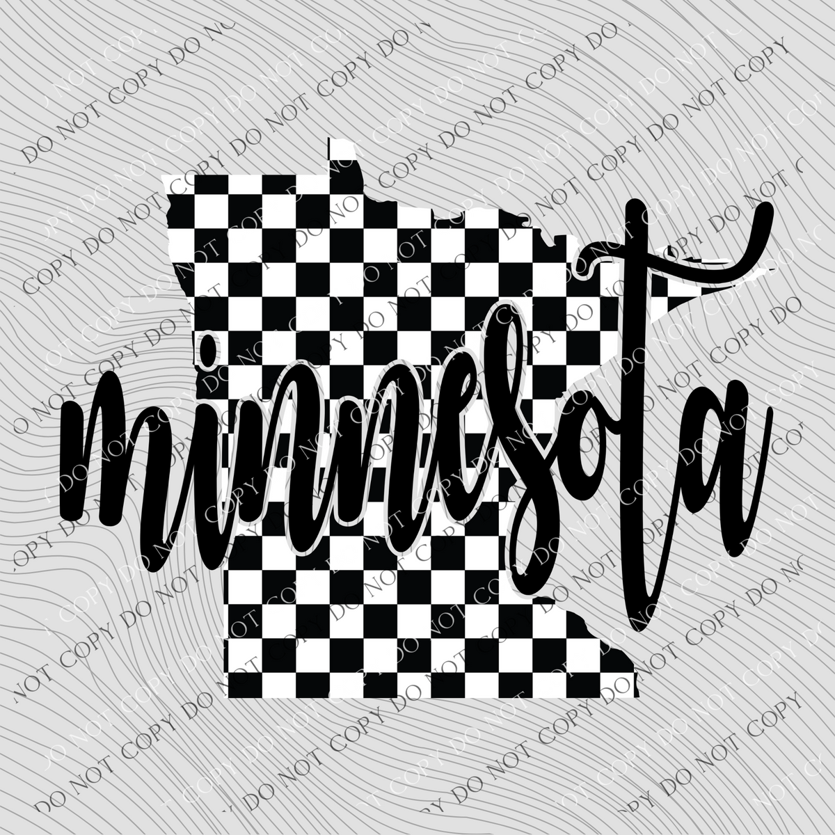 Minnesota Checkered State Black/White Digital Design, PNG