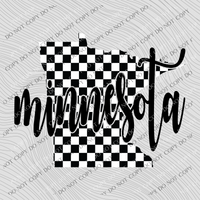Minnesota Checkered State Black/White Digital Design, PNG