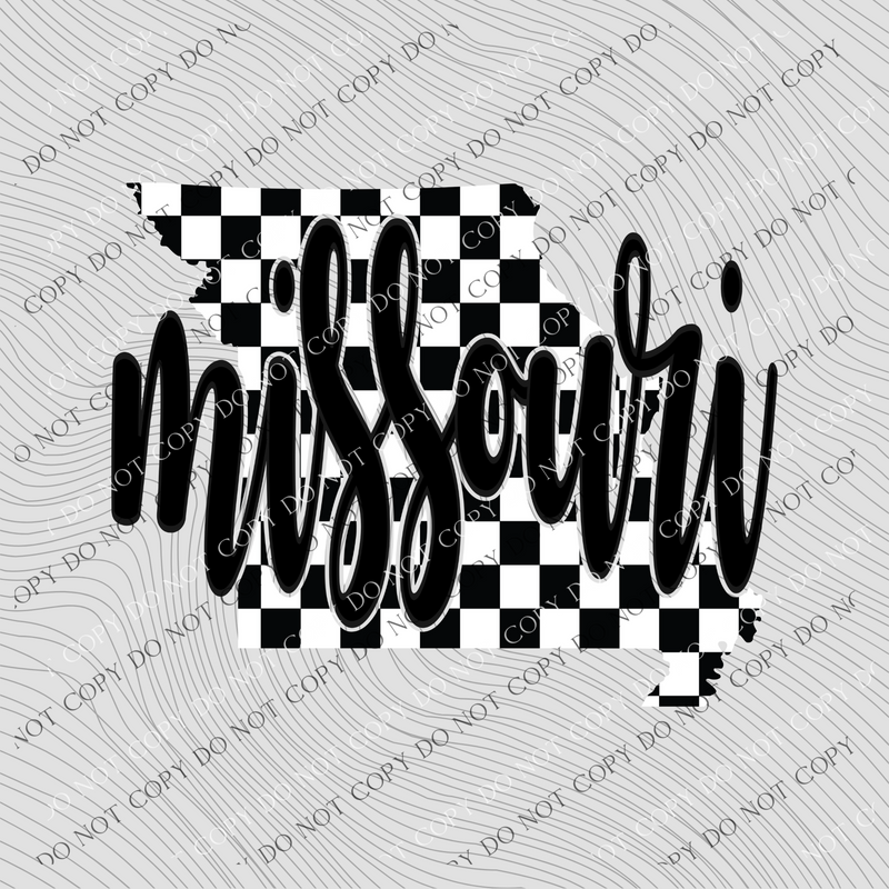 Missouri Checkered State Black/White Digital Design, PNG