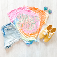 Missouri Retro Swirl Daisies Distressed Pink & Green Spring & Summer Digital Design, PNG