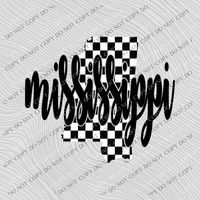 Mississippi Checkered State Black/White Digital Design, PNG