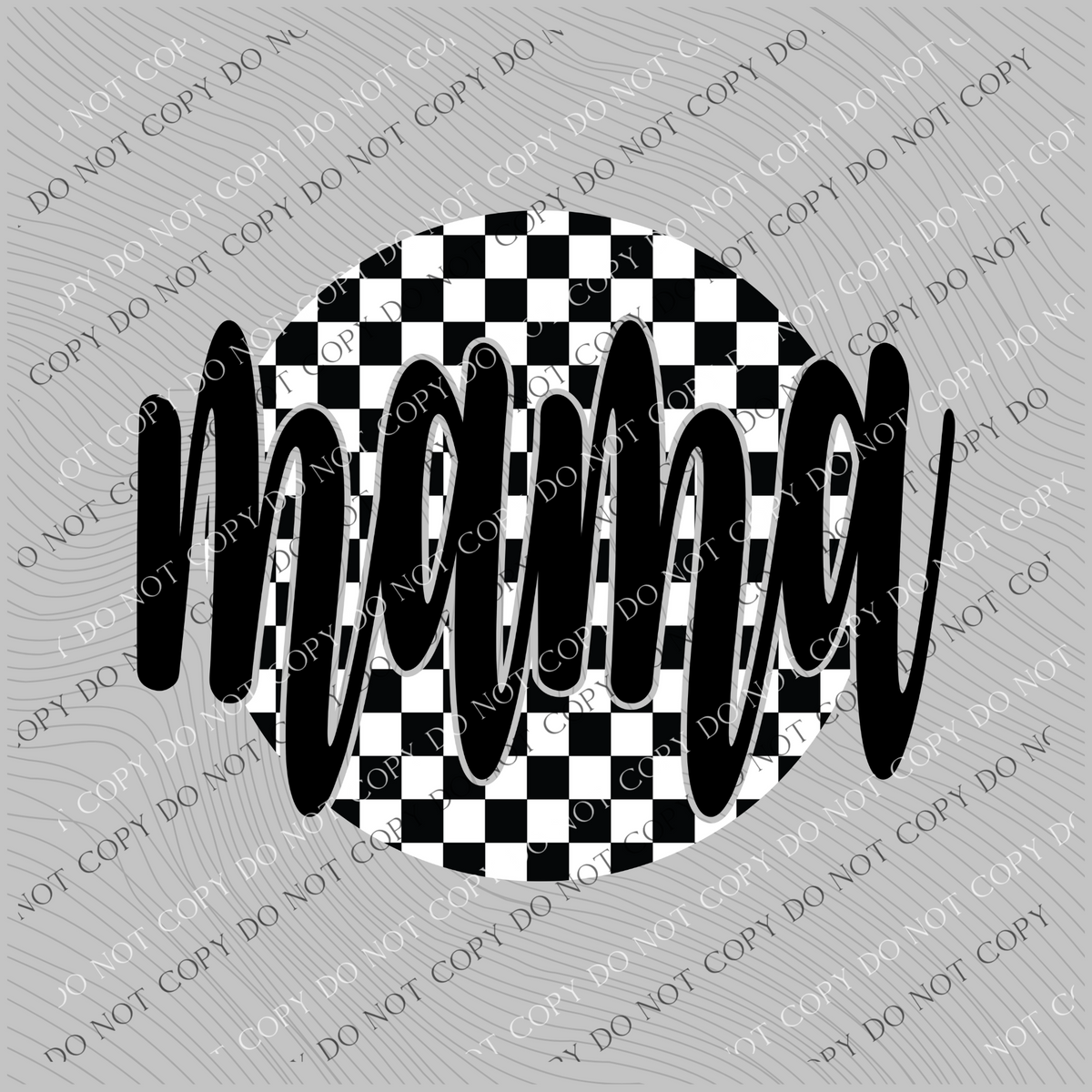Mama Checkered Circle Cutout Black/White Digital Design, PNG