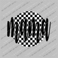 Mama Checkered Circle Cutout Black/White Digital Design, PNG