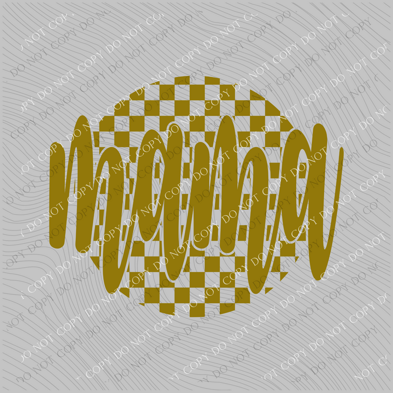 Mama Checkered Circle Cutout Olive Green Single Color Digital Design, PNG