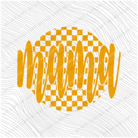 Mama Checkered Circle Cutout Yellow Gold Single Color Digital Design, PNG