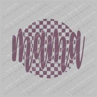 Mama Checkered Circle Cutout Purple Single Color Digital Design, PNG