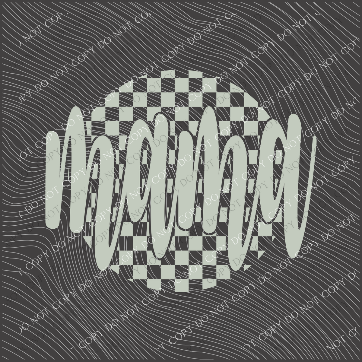 Mama Checkered Circle Cutout Sage Green Single Color Digital Design, PNG