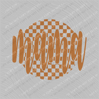 Mama Checkered Circle Cutout Camel Brown Single Color Digital Design, PNG
