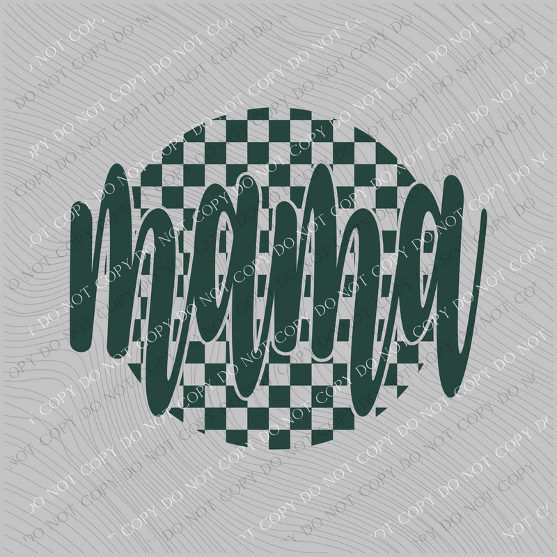Mama Checkered Circle Cutout Evergreen Single Color Digital Design, PNG