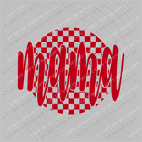 Mama Checkered Circle Cutout Red Single Color Digital Design, PNG