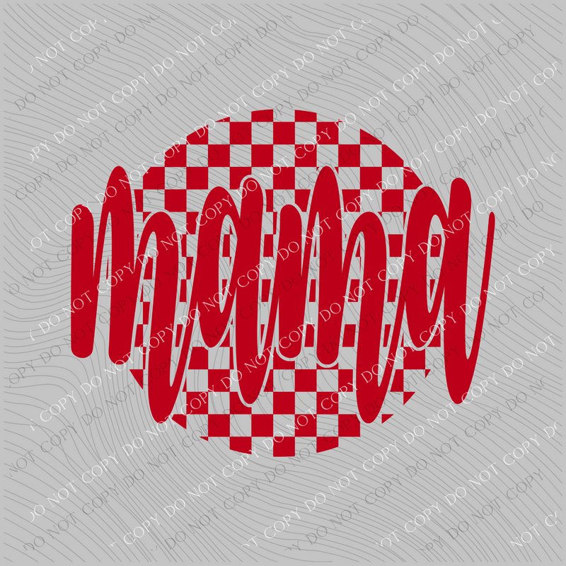 Mama Checkered Circle Cutout Red Single Color Digital Design, PNG