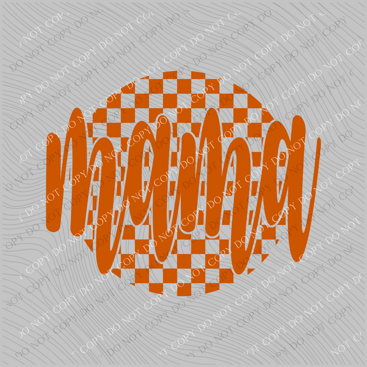 Mama Checkered Circle Cutout Burnt Orange Single Color Digital Design, PNG