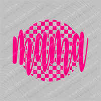 Mama Checkered Circle Cutout Bright Pink Single Color Digital Design, PNG