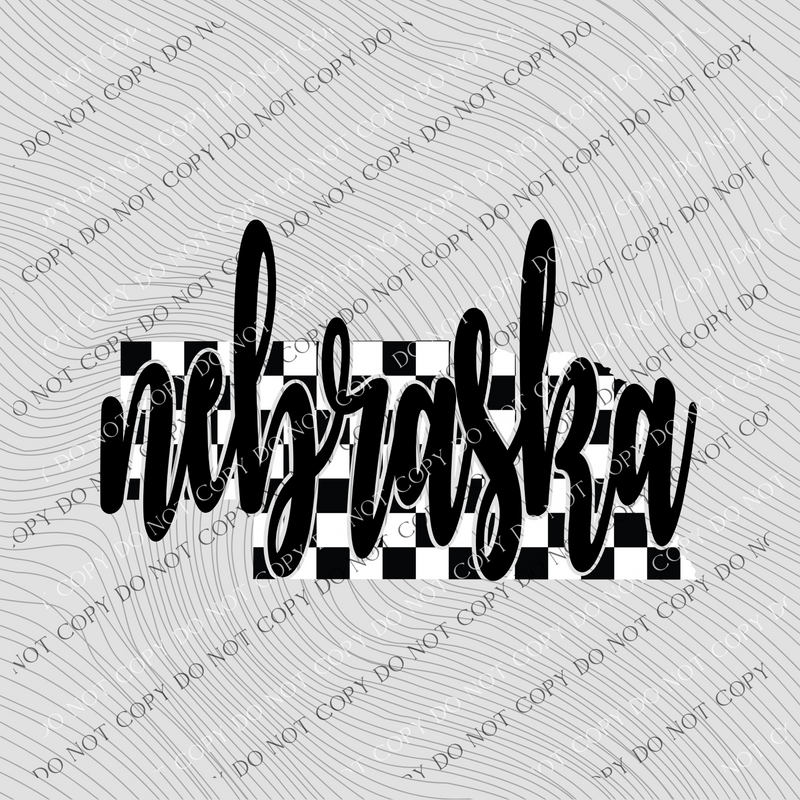 Nebraska Checkered State Black/White Digital Design, PNG