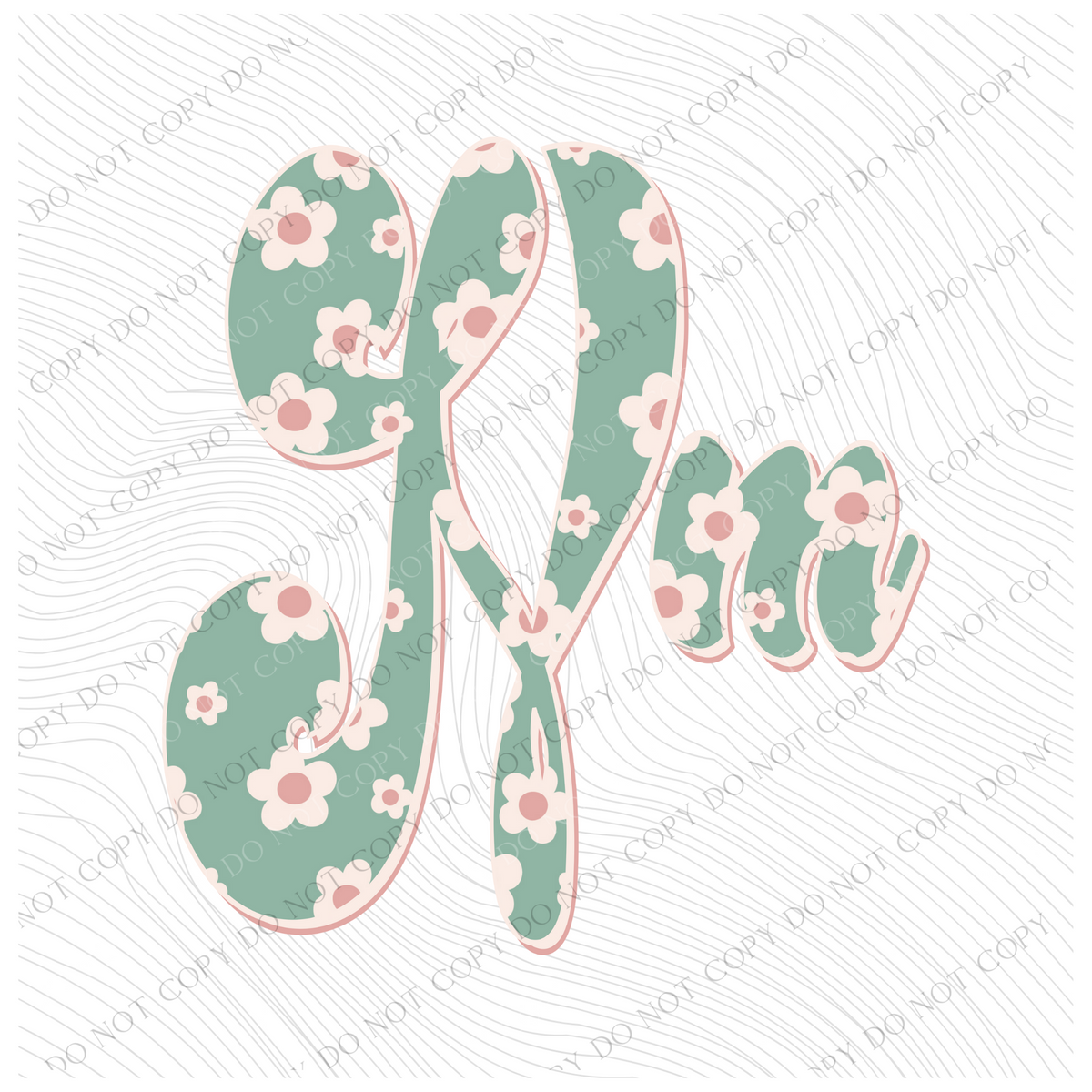 NM New Mexico Vintage Floral Green, Pink & Cream Digial Design, PNG