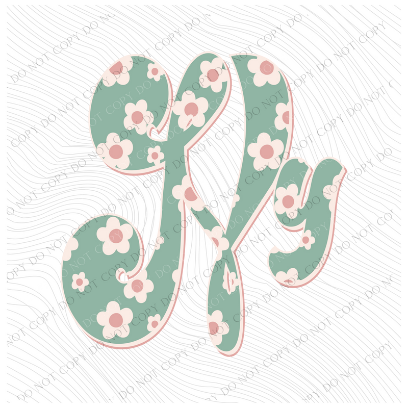 NY New York Vintage Floral Green, Pink & Cream Digial Design, PNG