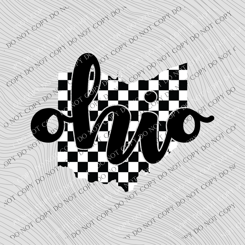 Ohio Checkered State Black/White Digital Design, PNG