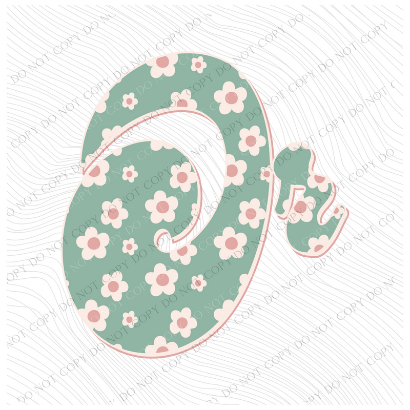 OR Oregon Vintage Floral Green, Pink & Cream Digial Design, PNG