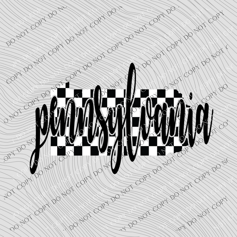 Pennsylvania Checkered State Black/White Digital Design, PNG