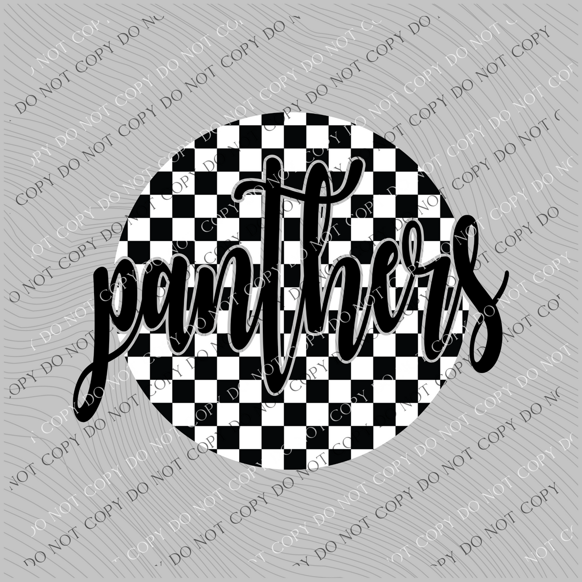 Panthers Checkered Circle Cutout Black/White Mascot Digital Design, PNG