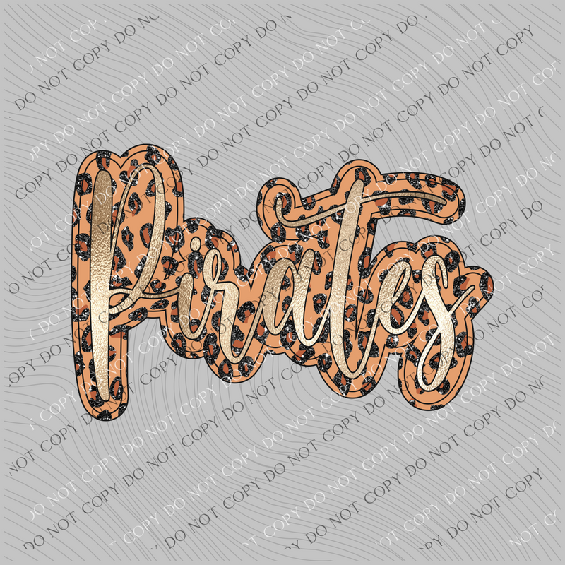Pirates Script Leopard Glitter and Foil PNG,  Digital Design
