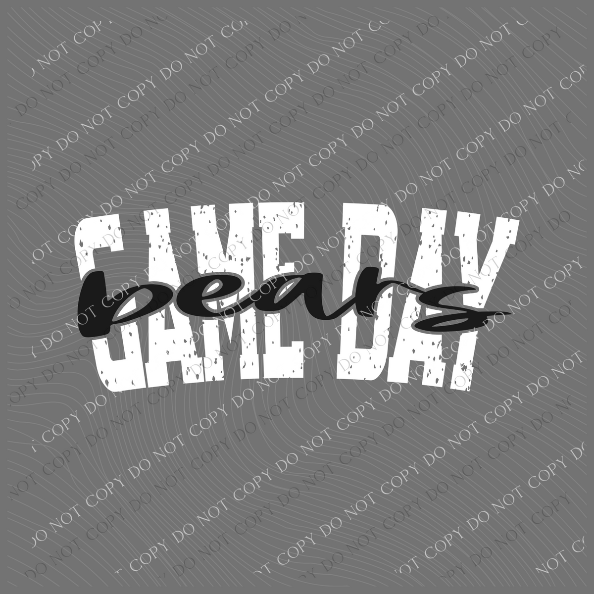 Game Day Bears Cutout Curved Distressed White/Black Digital Design, PNG