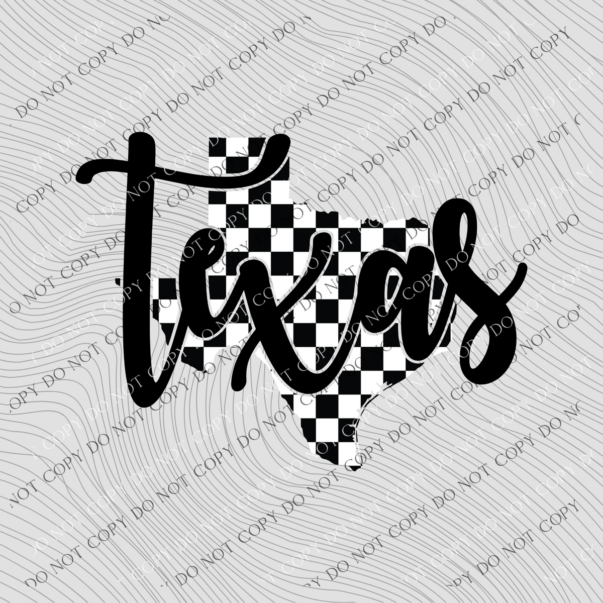 Texas Checkered State Black/White Digital Design, PNG