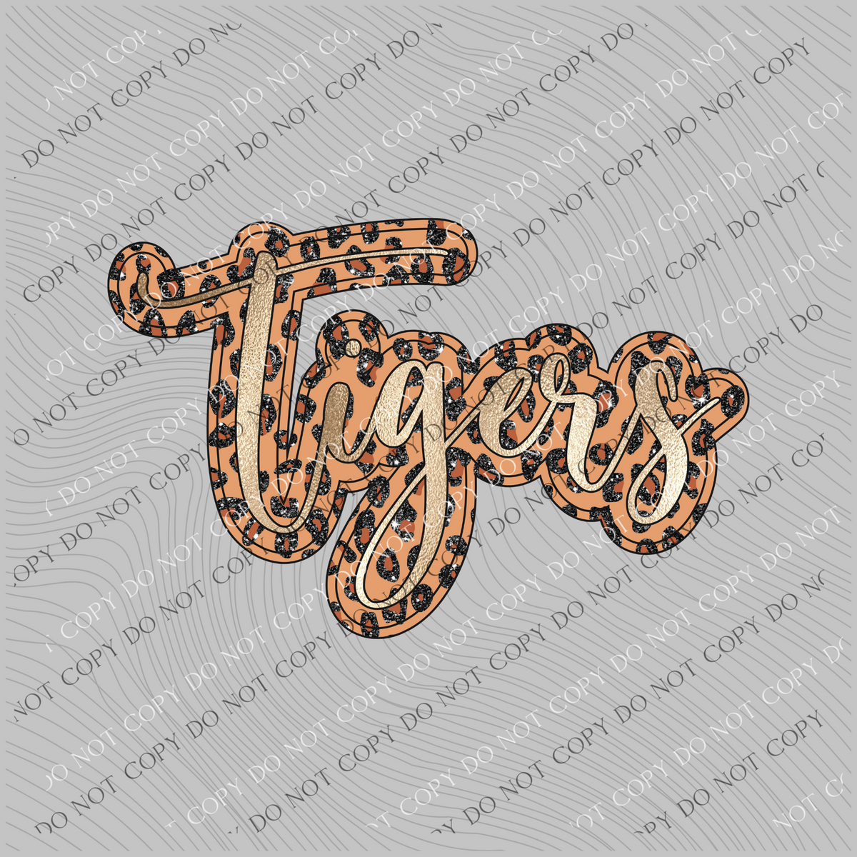 Tigers Script Leopard Glitter and Foil PNG,  Digital Design