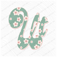 UT Utah Vintage Floral Green, Pink & Cream Digial Design, PNG