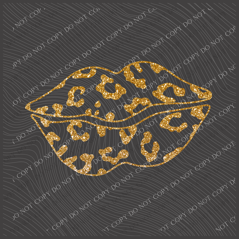 Leopard Glitter Lips Gold Valentine Design Digital, PNG