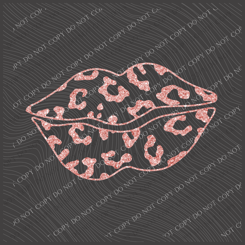 Leopard Glitter Lips Pink Valentine Design Digital, PNG