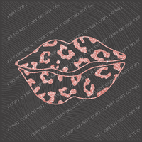 Leopard Glitter Lips Pink Valentine Design Digital, PNG