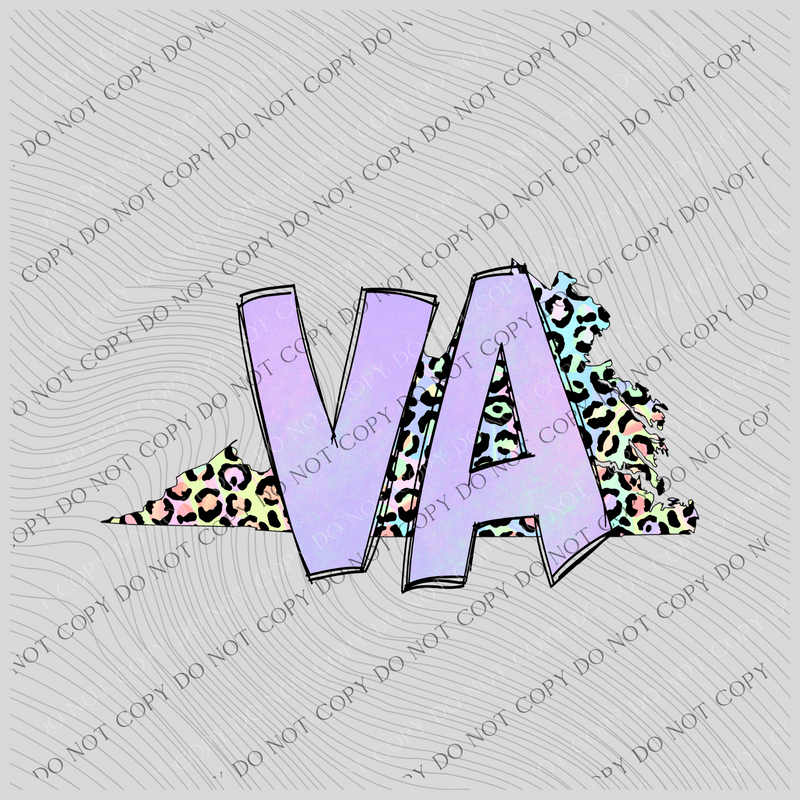 Virginia Pastel Leopard State Digital Download, PNG