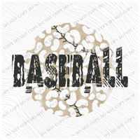 Baseball Khaki/Faded Black Leopard Baseball Stitch State Distressed Digital Design, PNG