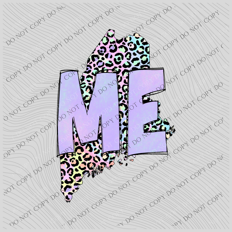 Maine Pastel Leopard State Digital Download, PNG