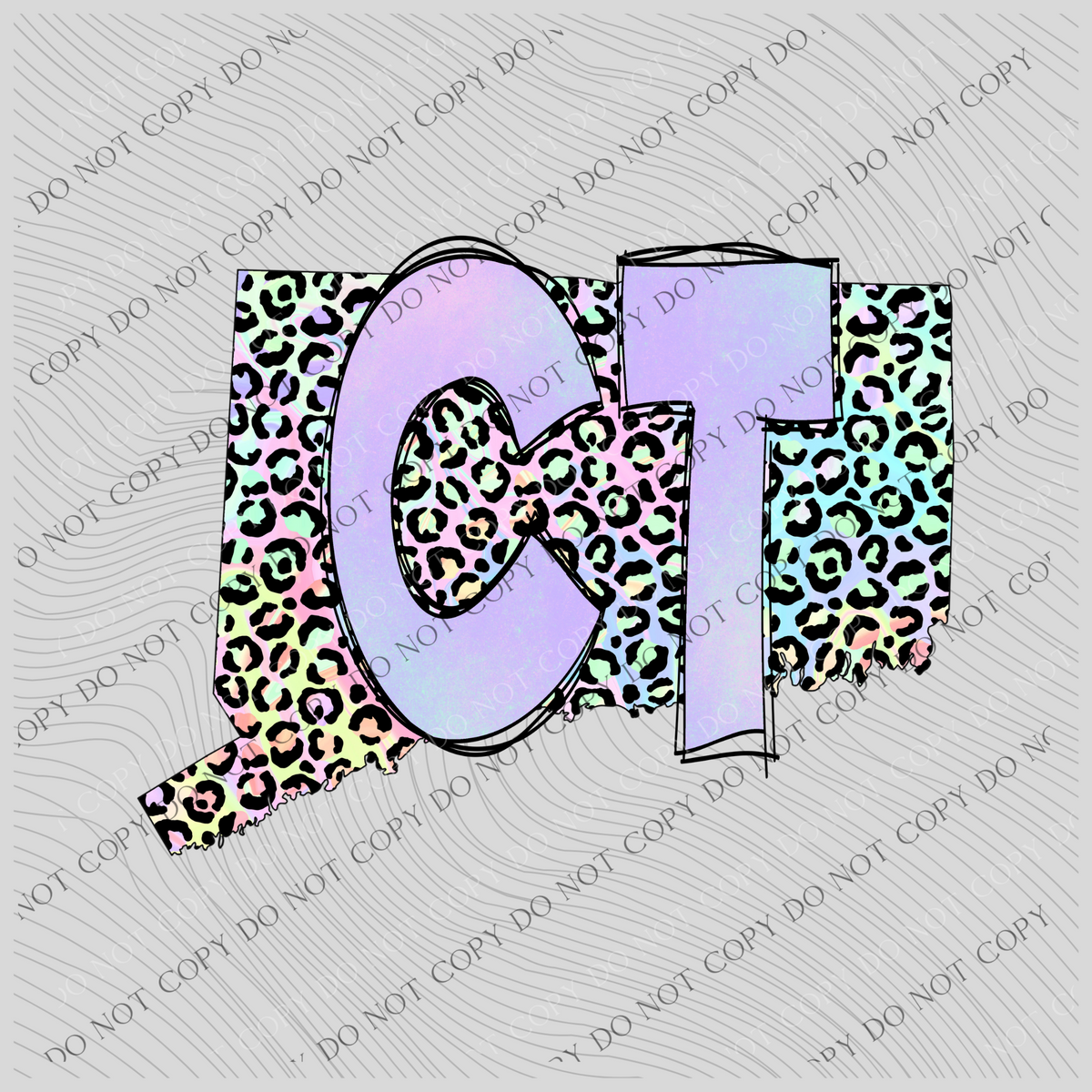 Connecticut Pastel Leopard State Digital Download, PNG