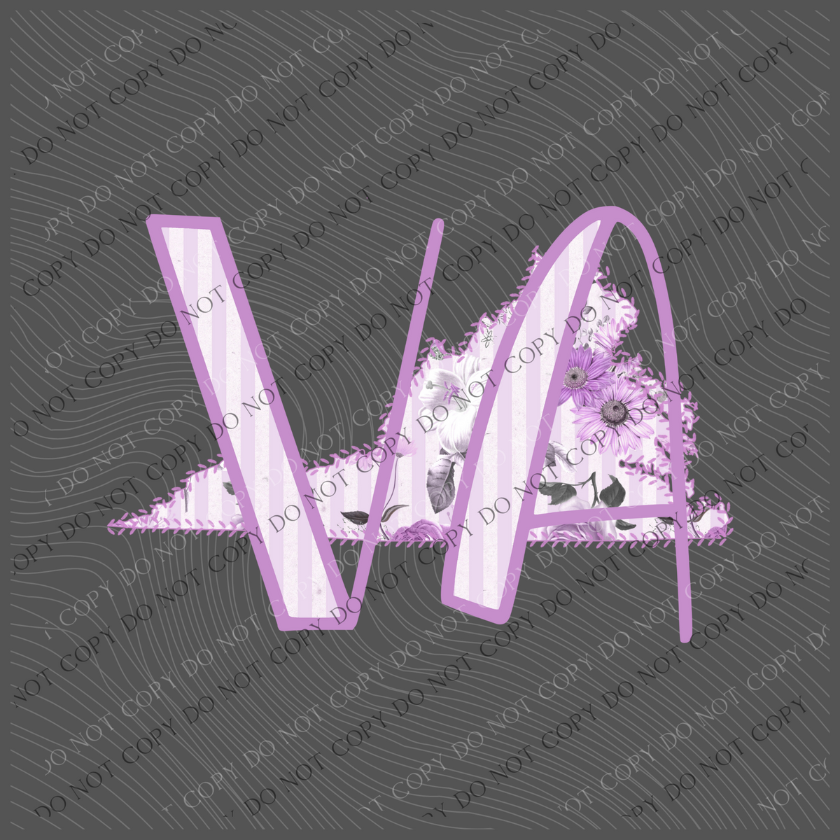 Virginia VA Purple Floral Stitch Spring Digital Design, PNG