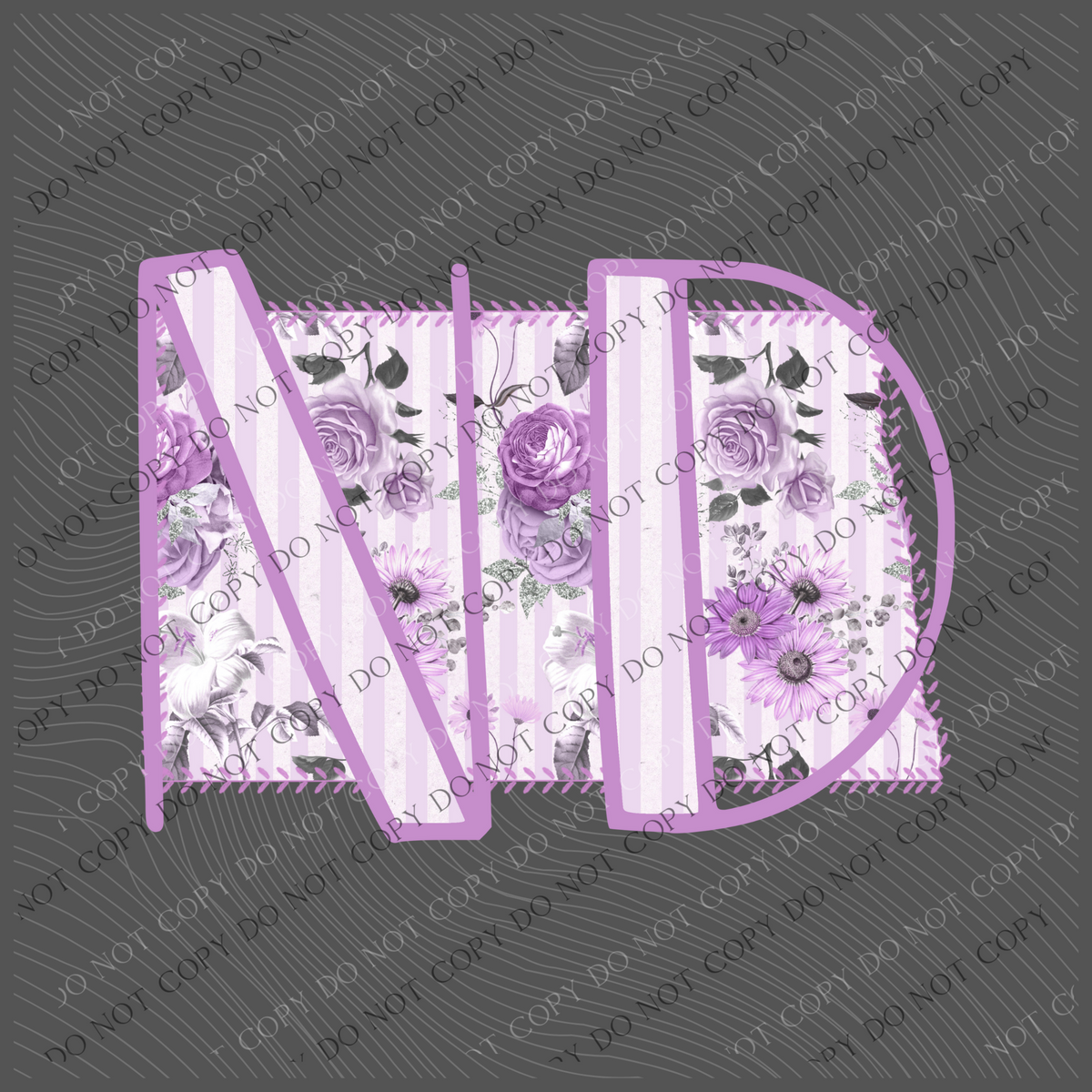 North Dakota ND Purple Floral Stitch Spring Digital Design, PNG