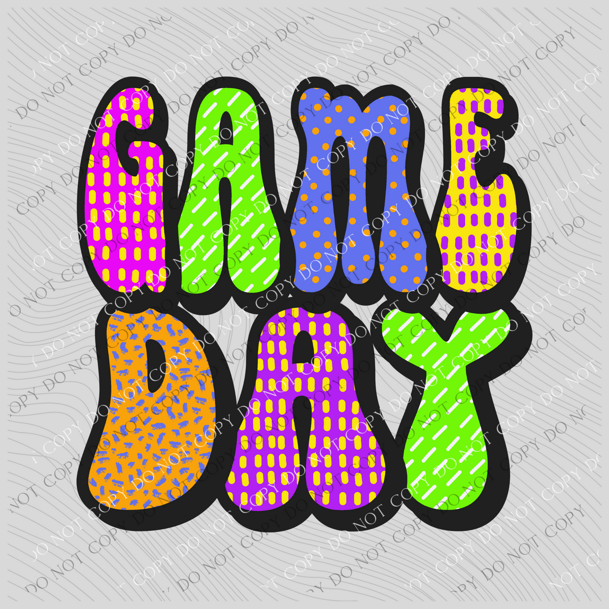 Game Day Retro Patterns Neons/Retro Black Digital Design, PNG