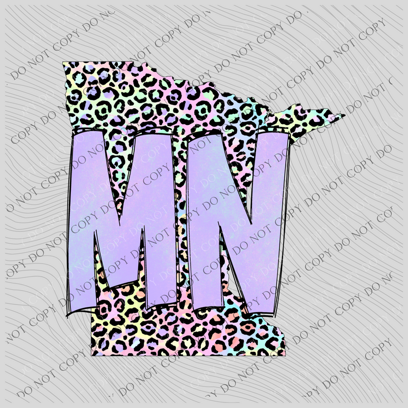 Minnesota Pastel Leopard State Digital Download, PNG