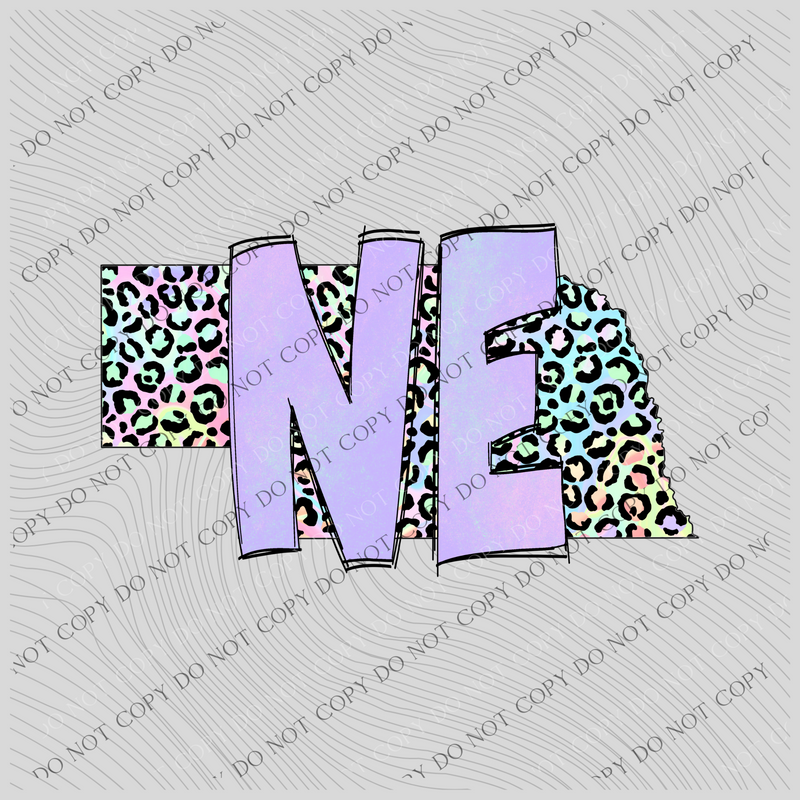 Nebraska Pastel Leopard State Digital Download, PNG