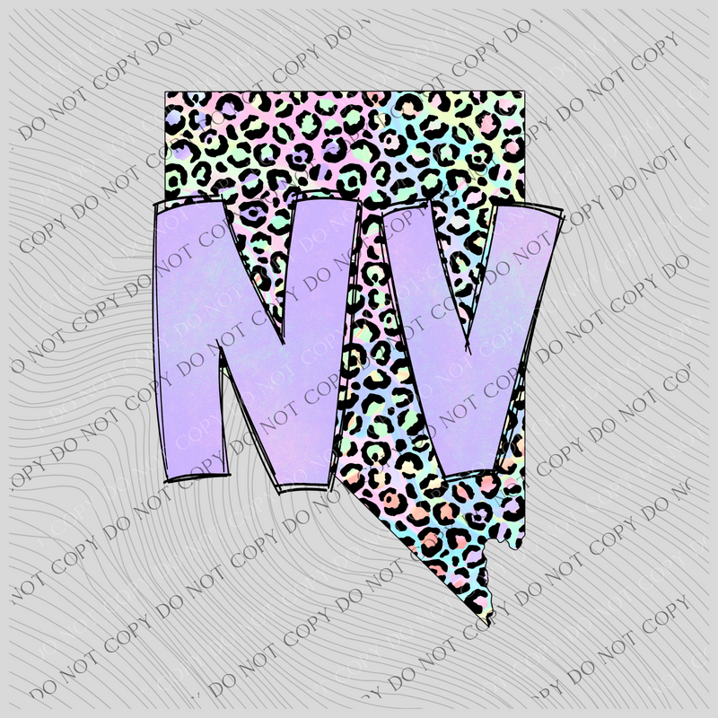 Nevada Pastel Leopard State Digital Download, PNG