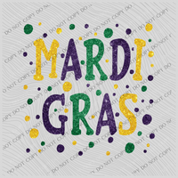 Mardi Gras Glitter & Polka Dots Purple Yellow Green Digital Download, PNG